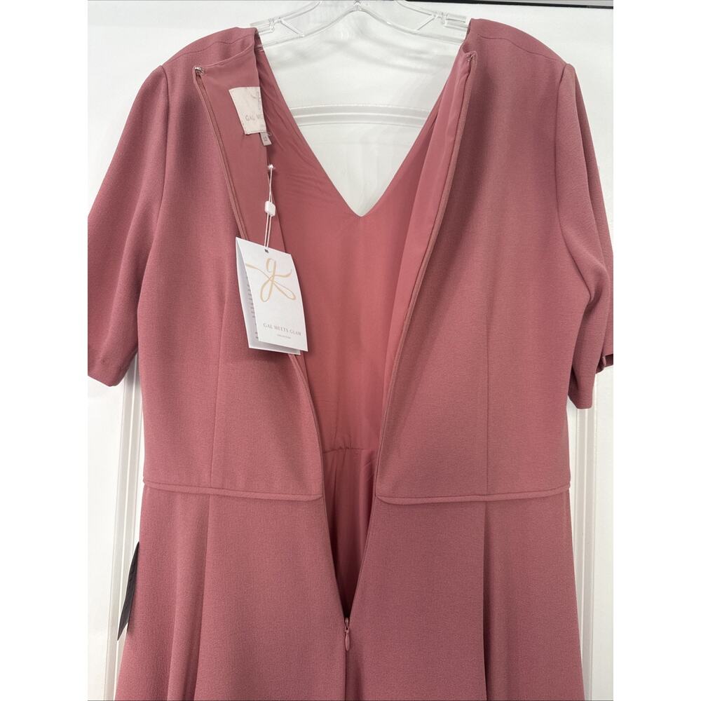 Gal Meets Glam Dress Edith City Crepe Fit & Flare Midi Mauve Pink Size 12 New - Picture 5 of 14